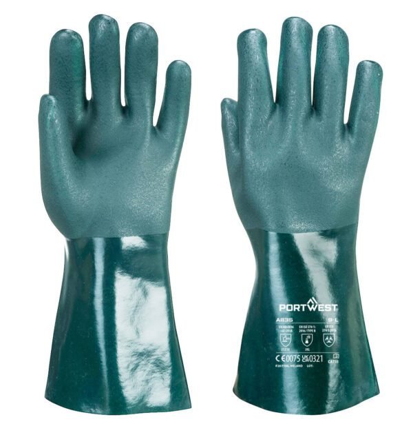 Portwest Chem 350 PVC Double Dipped Gauntlet — Custom Embroidery Available
