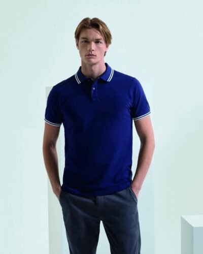 Asquith and Fox MENS CLASSIC FIT TIPPED POLO — Custom Embroidery Available