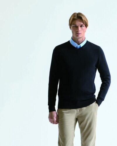 Asquith and Fox MENS COTTON BLEND V-NECK SWEATER — Custom Embroidery Available