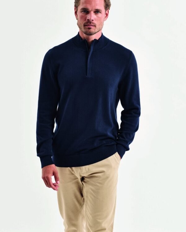 Asquith and Fox MENS COTTON 1/4 ZIP SWEATER — Custom Embroidery Available