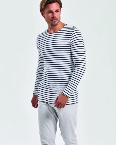 Asquith and Fox MENS MARINIERE COASTAL LONG SLEEVE T-SHIRT — Custom Embroidery Available