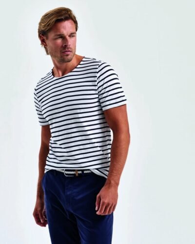 Asquith and Fox MENS MARINIERE COASTAL SHORT SLEEVE TEE — Custom Embroidery Available