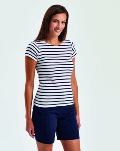 Asquith and Fox LADIES MARINIERE COASTAL SHORT SLEEVE TEE — Custom Embroidery Available