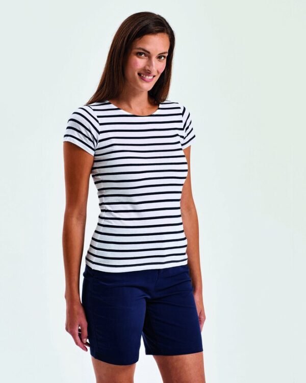 Asquith and Fox LADIES MARINIERE COASTAL SHORT SLEEVE TEE — Custom Embroidery Available