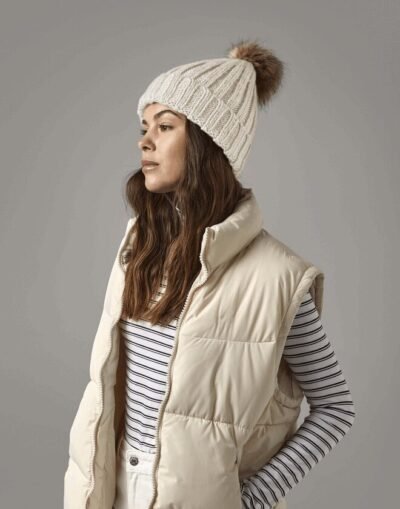 Beechfield FAUX FUR POM POM CHUNKY BEANIE — Custom Embroidery Available