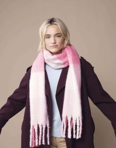 Beechfield FLUFFY CHECK SCARF — Custom Embroidery Available