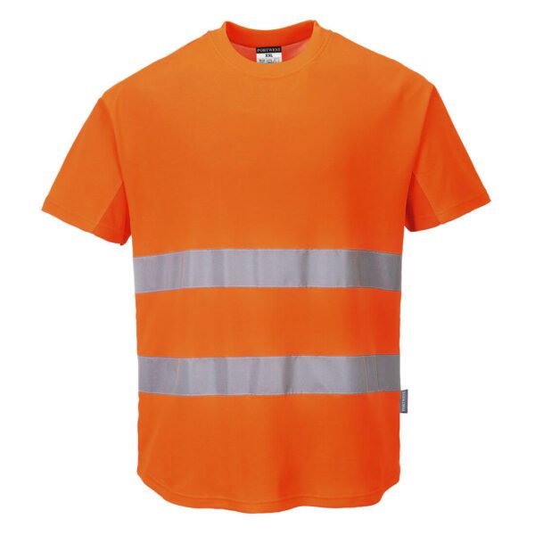 Portwest Hi-Vis Cotton Comfort Mesh Insert T-Shirt S/S — Custom Embroidery Available