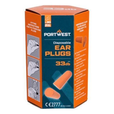 Portwest PU Foam Ear Plugs (30 Pairs) — Custom Embroidery Available