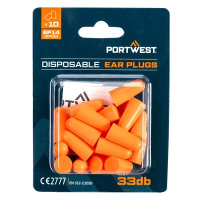 Portwest PU Foam Ear Plugs Blister Pack (10 Pairs) — Custom Embroidery Available