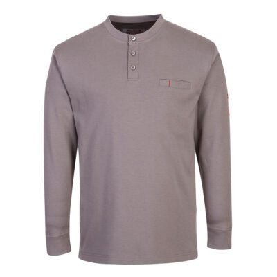 Portwest Bizflame Knit FR Long Sleeve Henley — Custom Embroidery Available