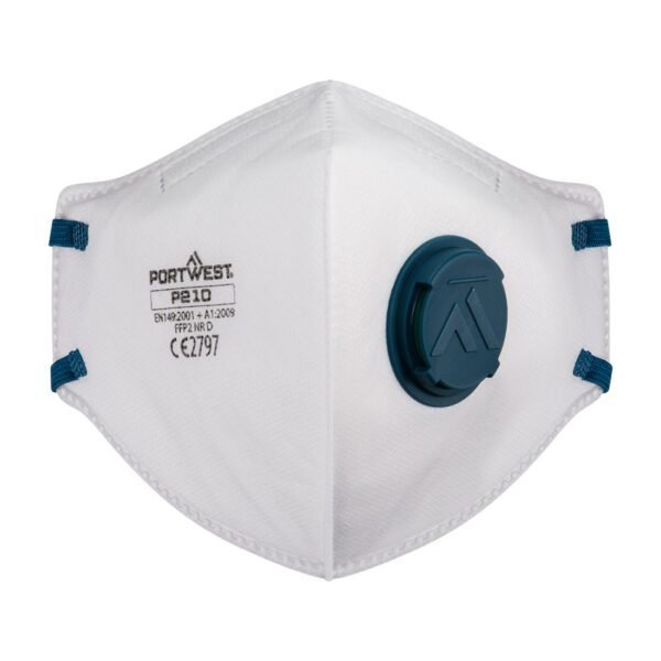 Portwest FFP2 Valved Dolomite Fold Flat Respirator (Pk3) — Custom Embroidery Available