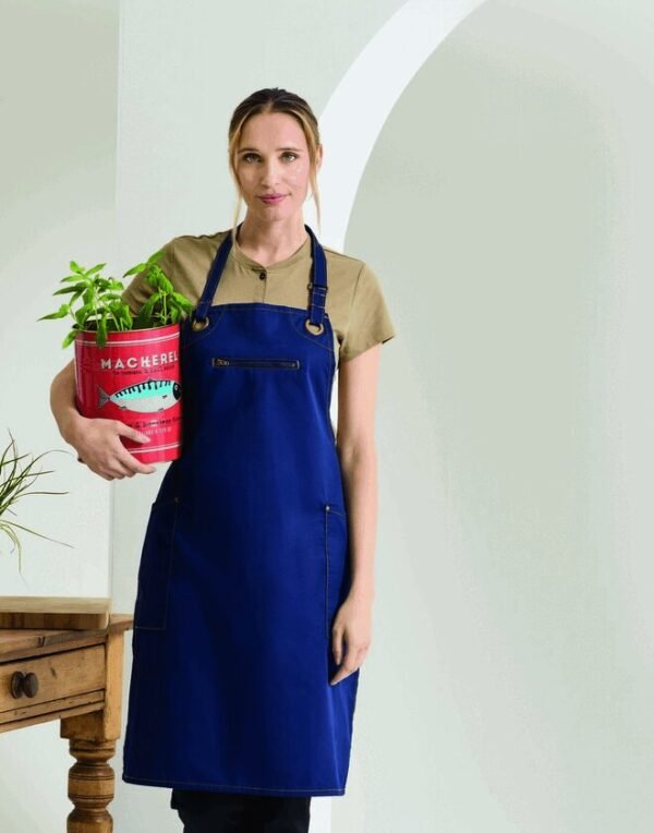 Premier Workwear BARLEY CONTRAST STITCH BIB APRON — Custom Embroidery Available