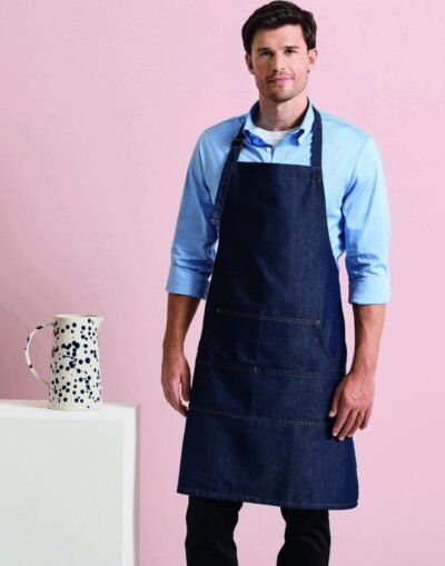 Premier Workwear JEANS STITCH DENIM BIB APRON — Custom Embroidery Available