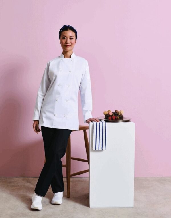 Premier Workwear LADIES LONG SLEEVE CHEFS JACKET — Custom Embroidery Available