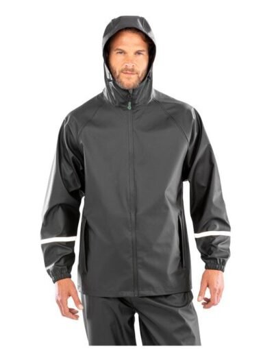 Result Recycled R915X Prism PU Waterproof Jacket With Reflective Bands and Recycled Backing