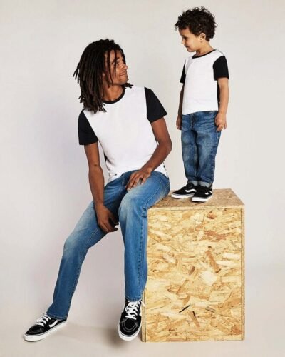 Vanilla MENS WHITE PANEL T — Custom Embroidery Available