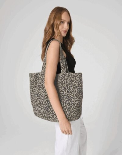 Westford Mill LEOPARD PRINT CANVAS SHOPPER — Custom Embroidery Available