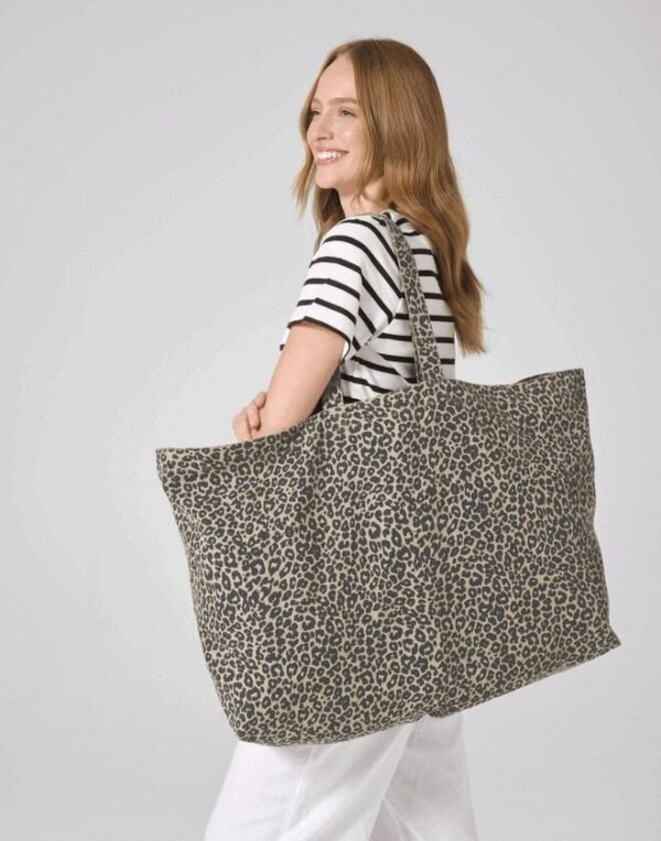Westford Mill LEOPARD PRINT CANVAS OVERSIZED TOTE BAG — Custom Embroidery Available