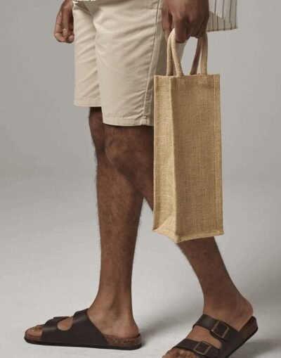 Westford Mill SHIMMER JUTE BOTTLE BAG — Custom Embroidery Available