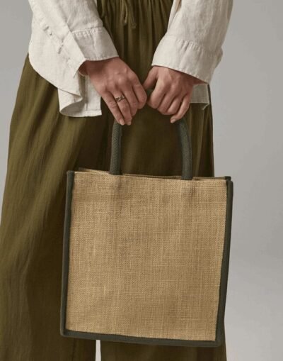 Westford Mill NATURAL STARCHED JUTE MIDI TOTE — Custom Embroidery Available