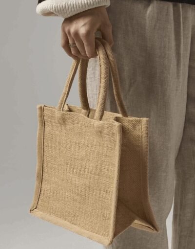 Westford Mill NATURAL STARCHED JUTE MINI GIFT BAG — Custom Embroidery Available