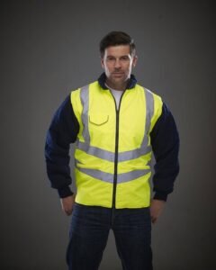 Yoko HI-VIS CHEVRON QUILTED JACKET WIH REMOVABLE SLEEVES