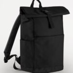 Bagbase BG186 Premium Recycled Roll Top Backpack - Black | Custom Printed and Embroidered