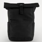 Bagbase BG186 Premium Recycled Roll Top Backpack - Black | Custom Printed and Embroidered