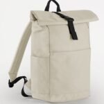 Bagbase BG186 Premium Recycled Roll Top Backpack - Natural Stone | Custom Printed and Embroidered