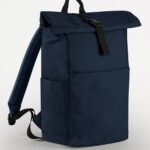 Bagbase BG186 Premium Recycled Roll Top Backpack - Navy | Custom Printed and Embroidered