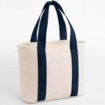 Bagbase BG675 Edit Canvas Tote - Natural/Navy | Custom Printed and Embroidered
