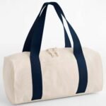 Bagbase BG676 Edit Canvas Duffle - Natural/Navy | Custom Printed and Embroidered
