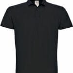 B&C PUI10 ID.001 Short Sleeve Pique Polo - Black | Custom Printed and Embroidered