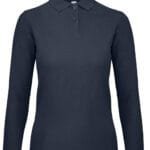 B&C PWI13 ID.001 Women's Long Sleeve Polo - Navy | Custom Printed and Embroidered