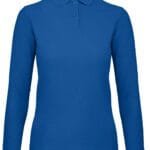 B&C PWI13 ID.001 Women's Long Sleeve Polo - Royal Blue | Custom Printed and Embroidered