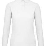 B&C PWI13 ID.001 Women's Long Sleeve Polo - White | Custom Printed and Embroidered