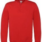 B&C WUI22 ID.004 Cotton Rich 1/4 Zip Sweat - Red | Custom Printed and Embroidered