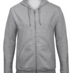 B&C WUI25 Unisex ID.205 50/50 Hooded Full Zip Sweat - Heather Grey | Custom Printed and Embroidered