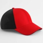 Beechfield B165 Club Cap - Red/Black | Custom Printed and Embroidered