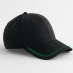 Beechfield B166R Match Day Cap - Black/Kelly Green | Custom Printed and Embroidered