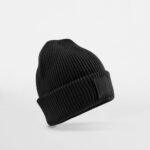 Beechfield B336B Kids Cuff Tonal Patch Beanie - Black | Custom Printed and Embroidered