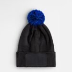 Beechfield B443B Kids Snowstar Patch Beanie - Black/bright Royal | Custom Printed and Embroidered
