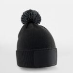 Beechfield B443B Kids Snowstar Patch Beanie - Black/Graphite | Custom Printed and Embroidered