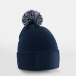 Beechfield B443B Kids Snowstar Patch Beanie - French Navy/Light Grey | Custom Printed and Embroidered