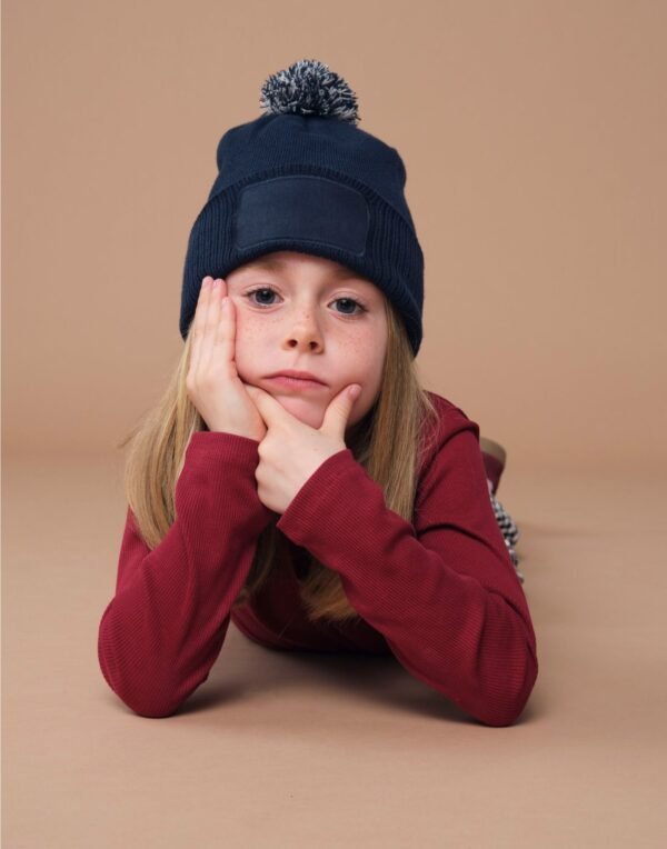 Beechfield B443B Kids Snowstar Patch Beanie | Custom Printed and Embroidered