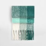 Beechfield B494R Fluffy Check Scarf - Green Check | Custom Printed and Embroidered
