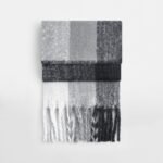 Beechfield B494R Fluffy Check Scarf - Grey Check | Custom Printed and Embroidered