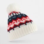 Beechfield B528 Retro Ski Beanie - White Out | Custom Printed and Embroidered