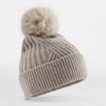 Beechfield B529 Snow Luxe Beanie - Natural Stone | Custom Printed and Embroidered