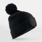 Beechfield B530R Fan Patch Beanie - Black | Custom Printed and Embroidered